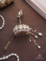 Vivriddhi - The Stream Of Prosperity - Shells, Beads, Glass And Pearl Drops Hand Embroidered Haathphool 