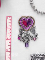 Unmadishnu - The Love Rush - Dabka, Beads And Glass Drops Hand Embroidered Oxidised Earrings