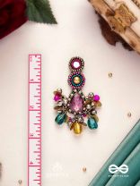 Agrihini - The Amethyst Glow - Stones, Mirrors, Coins And Glass Drops Hand Embroidered Earrings