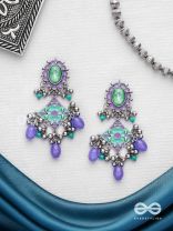 The Skyline Shore - Stone Enamelled Oxidised Earrings