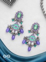 The Skyline Shore - Stone Enamelled Oxidised Earrings