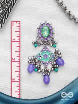 The Skyline Shore - Stone Enamelled Oxidised Earrings