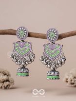 The Forest Lake- Enamelled Oxidised Earrings