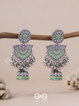 The Forest Lake- Enamelled Oxidised Earrings