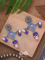 The Sky Blooms - Enamelled Oxidised Earrings