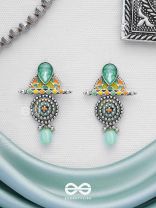 The Warm Shades - Stone Enamelled Oxidised Earrings