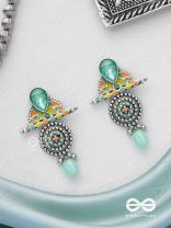 The Warm Shades - Stone Enamelled Oxidised Earrings