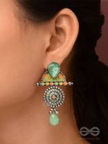 The Warm Shades - Stone Enamelled Oxidised Earrings