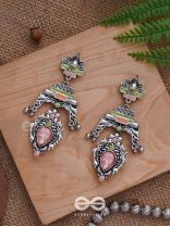 The Birds' Haven - Stone Enamelled Oxidised Earrings