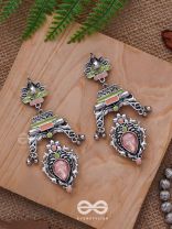 The Birds' Haven - Stone Enamelled Oxidised Earrings