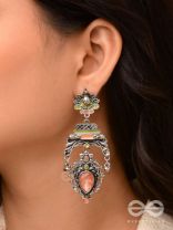 The Birds' Haven - Stone Enamelled Oxidised Earrings