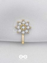 The Embedded Flower - Golden Cubic Zirconia NoseRing (NON-PIERCING)