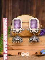 The Divine Midnight - Stone Enamelled Oxidised Earrings