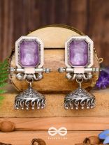 The Divine Midnight - Stone Enamelled Oxidised Earrings