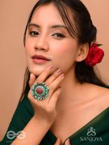 Sthavi - The Plum Vine - Stone And Beads Hand Embroidered Ring