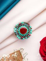 Sthavi - The Plum Vine - Stone And Beads Hand Embroidered Ring