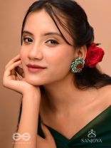 Sushaman - The Calming Greens - Beaded Hand Embroidered Earrings