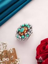 Virutya - The Humming Colours - Stone And Beads Hand Embroidered Ring