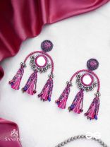 Madhurya - The Charismatic Mirrors - Mirrors, Beads And Resham Hand Embroidered Oxidised Earrings