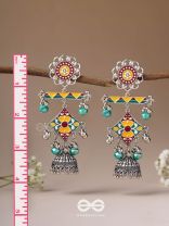 The Calming Hues - Enamelled Oxidised Earrings