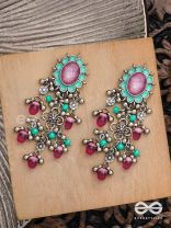 The Rosy Mist - Enamelled Oxidised Earrings