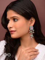 The Rosy Mist - Enamelled Oxidised Earrings