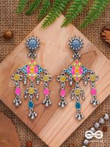 The Sunset Landscape - Enamelled Oxidised Earrings