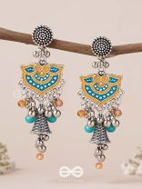 The Sunset Bells - Enamelled Oxidised Earrings