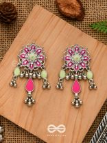 The Hibiscus Fantasy - Enamelled Oxidised Earrings