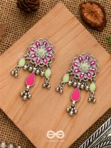 The Hibiscus Fantasy - Enamelled Oxidised Earrings