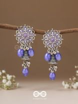 The Azure Snowflakes - Enamelled Oxidised Earrings