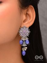 The Azure Snowflakes - Enamelled Oxidised Earrings