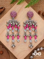 The Fuchsia Fairies - Enamelled Oxidised Earrings