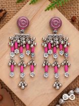 The Fuchsia Fairies - Enamelled Oxidised Earrings