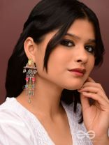 The Olive Roses - Stone Enamelled Oxidised Earrings