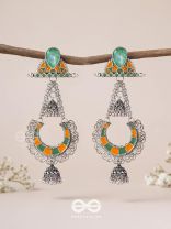 The Sage Swirls - Stone Enamelled Oxidised Earrings