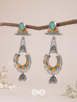 The Sage Swirls - Stone Enamelled Oxidised Earrings