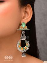 The Sage Swirls - Stone Enamelled Oxidised Earrings