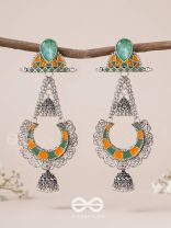 The Sage Swirls - Stone Enamelled Oxidised Earrings