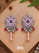 The Rosy Intricacy - Enamelled Oxidised Earrings