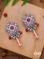 The Rosy Intricacy - Enamelled Oxidised Earrings