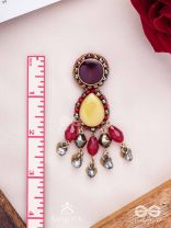 Vrind - The Creamy Berries - Beads, Glass Drops And Coins Hand Embroidered Oxidised Earrings