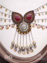 Sambhrit - The Mighty Chants - Beads And Coins Hand Embroidered Oxidised Neckpiece