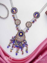Kshanik - The Skyline Gala - Beads Hand Embroidered Enamelled Oxidised Neckpiece