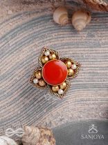 Shikhandik - The Ethereal Stone  - Stone, Beads And Dabka Hand Embroidered Ring (Adjustable)