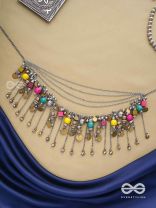 Tairashchya - The Melody Of Life - Beads And Coins Hand Embroidered Oxidised Multilayered Neckpiece