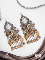 Avyathishi - The Earth Sung Music - Beads, Dabka And Coins Hand Embroidered Oxidised Earrings