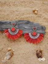 Ativikata - The Fierce Blush - Beads And Resham Hand Embroidered Oxidised Earrings