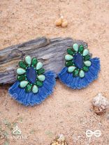 Dhrishu - The Deep Hues - Stones, Beads And Resham Hand Embroidered Earrings