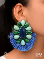 Dhrishu - The Deep Hues - Stones, Beads And Resham Hand Embroidered Earrings